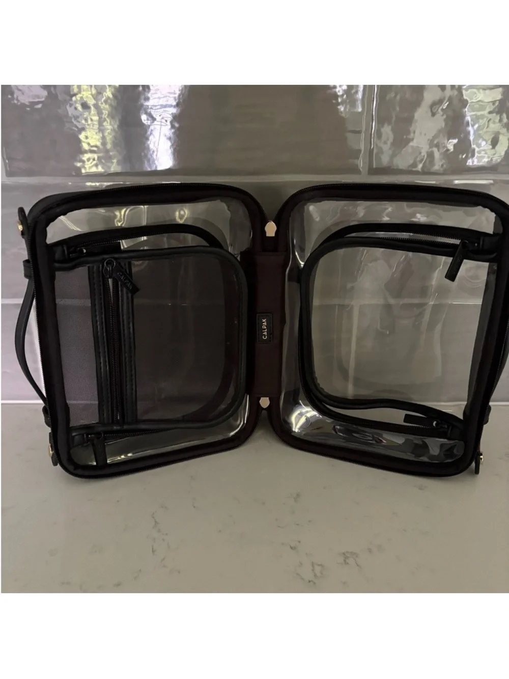 Calpak Medium Black Clear Travel Makeup Case